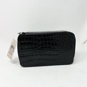 NWT Ann Taylor Cheetah Faux Leather Croc Jewelry Travel Zip Around Closure Case